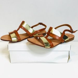 Cocobelle Trevi Gold Brown Strap Sandals Size 7.5